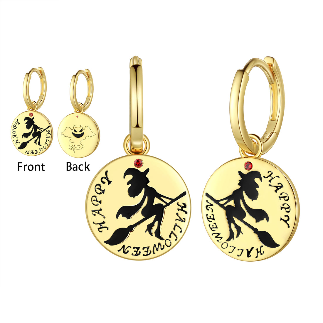 Halloween Spooky Ghost Jewelry Set,Fasjewly Silver Plated Cute Ghost Halloween Huggie Hoop Earrings/Pendant Necklace Cosplay Party Jewerlry Gifts for Women Men