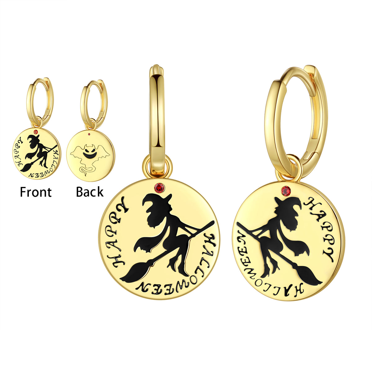 Halloween Spooky Ghost Jewelry Set,Fasjewly Silver Plated Cute Ghost Halloween Huggie Hoop Earrings/Pendant Necklace Cosplay Party Jewerlry Gifts for Women Men