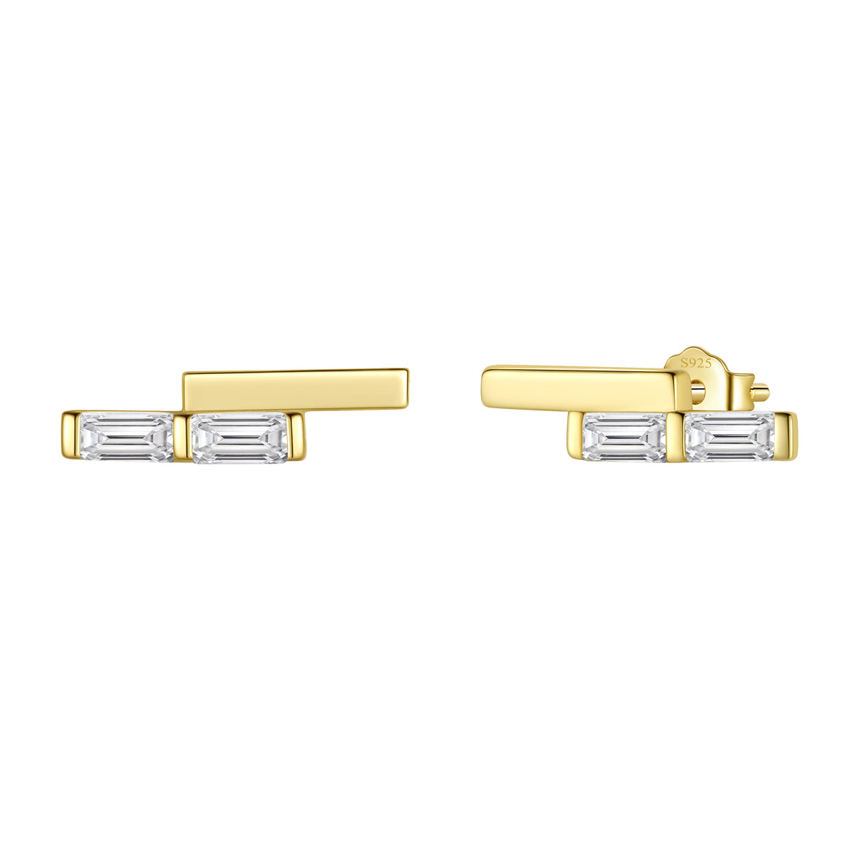 Gold Mini Dainty Earrings Studs,Sterling Silver Triangle Cubic Zirconia Cute Earrings for Women Girls