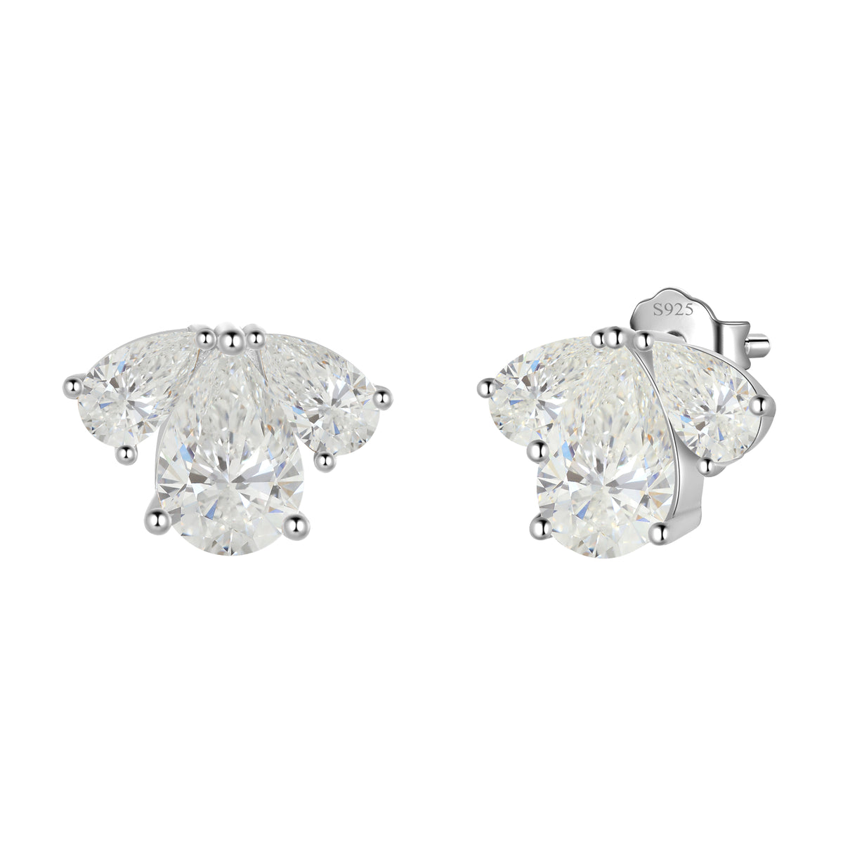 Gold Mini Dainty Earrings Studs,Sterling Silver Triangle Cubic Zirconia Cute Earrings for Women Girls