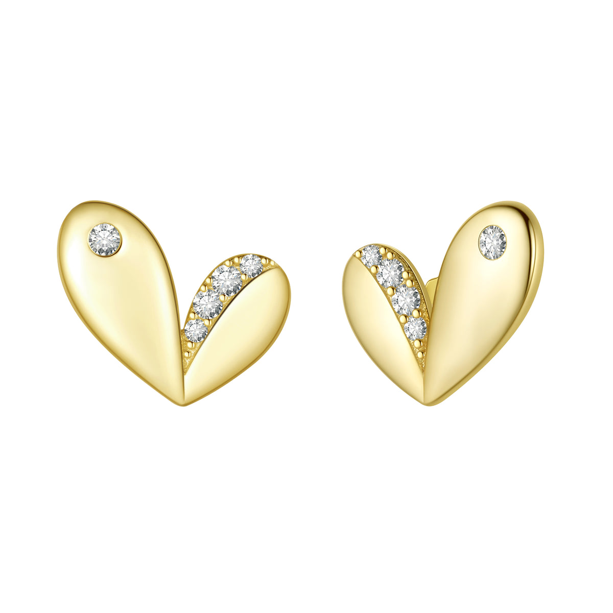 Gold Mini Dainty Earrings Studs,Sterling Silver Triangle Cubic Zirconia Cute Earrings for Women Girls