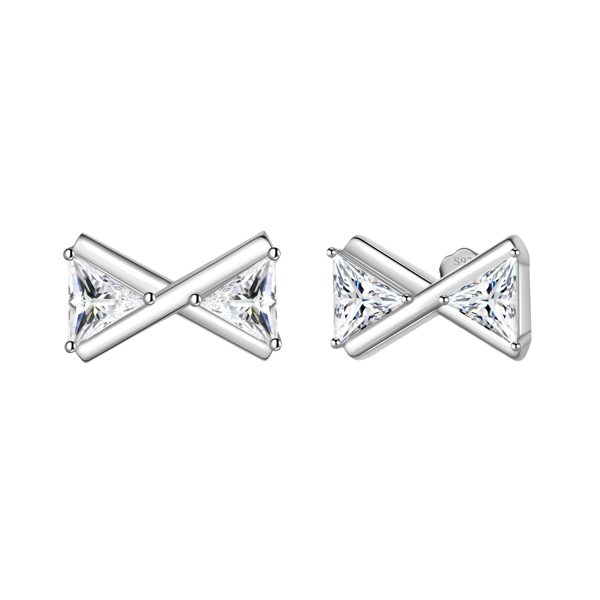 Gold Mini Dainty Earrings Studs,Sterling Silver Triangle Cubic Zirconia Cute Earrings for Women Girls