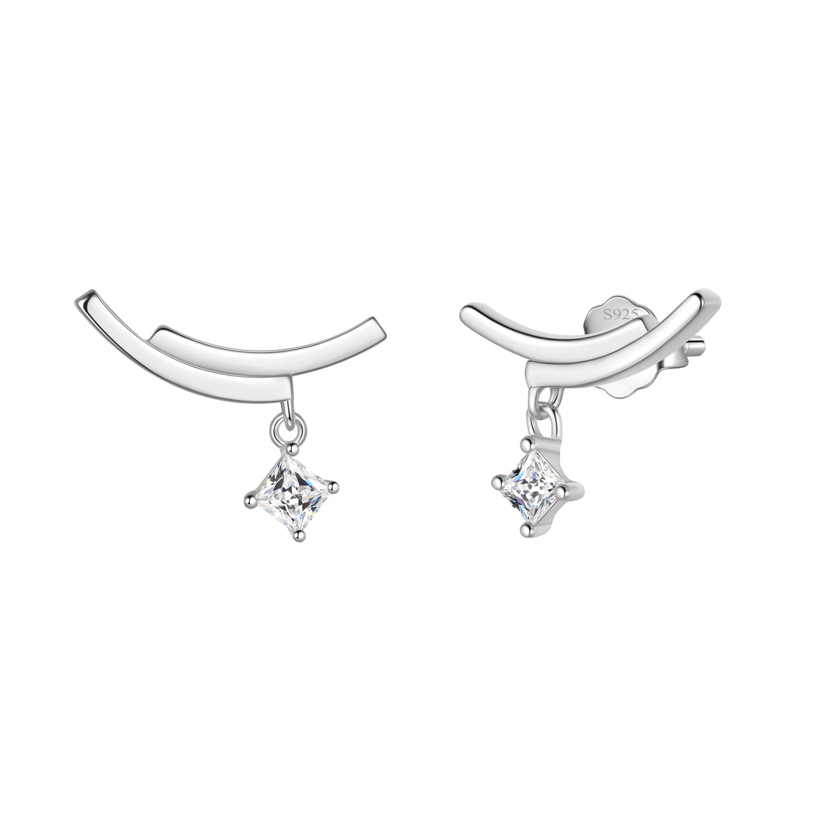 Gold Mini Dainty Earrings Studs,Sterling Silver Triangle Cubic Zirconia Cute Earrings for Women Girls
