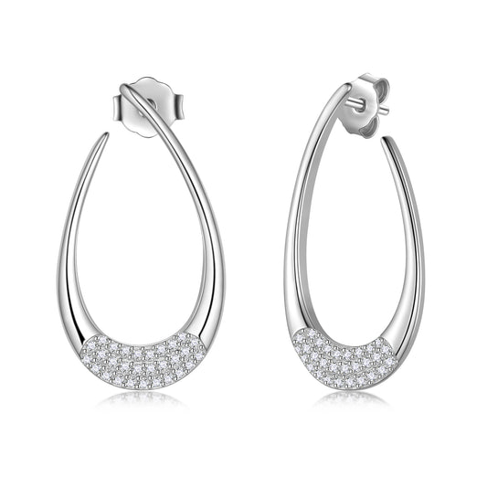925 Sterling Silver Hoop Earrings,CZ Crystal Earrings,Fine Jewelry Anniversary Birthday Christmas Gifts for Women Girls