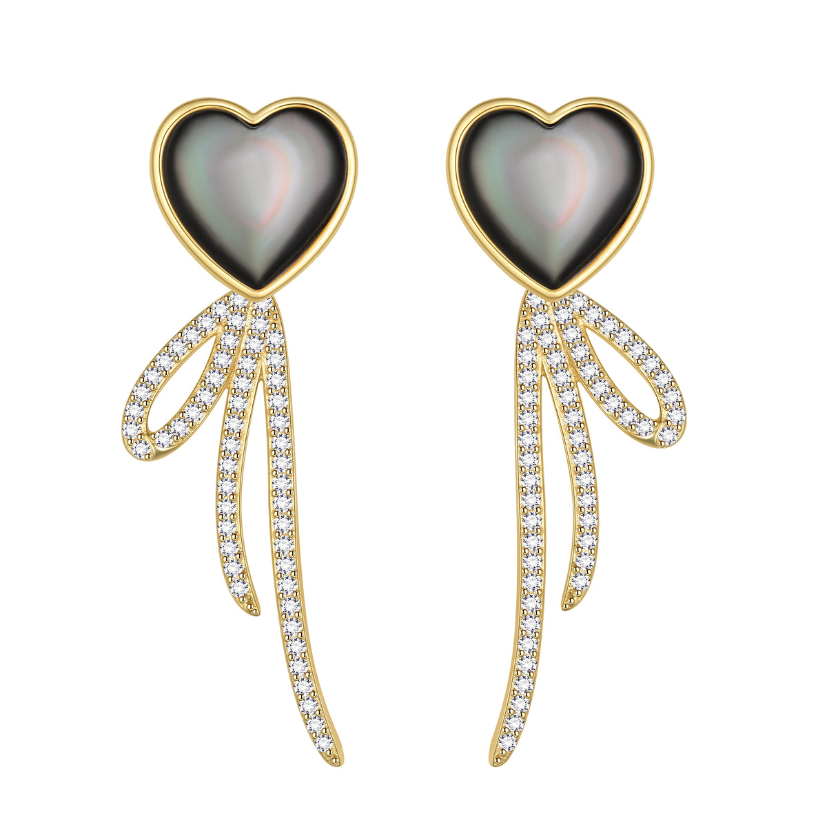 Heart Earrings Studs,Versatile 2-in-1 Black Pearl Shell Sterling Silver Dangle Earrings Birthday/Valentines/Christmas Gifts for Women