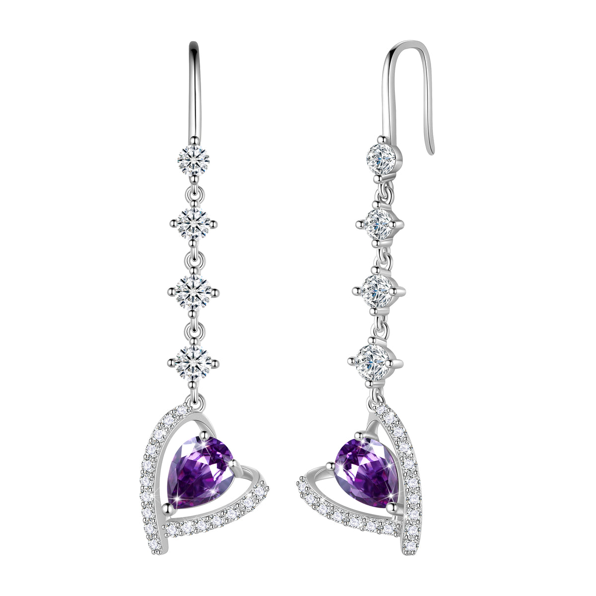 925 Sterling Silver Heart Drop Earrings,Love Heart Birthstone Dangle Earrings Jewelry Birthday Christmas Valentines Gifts for Women