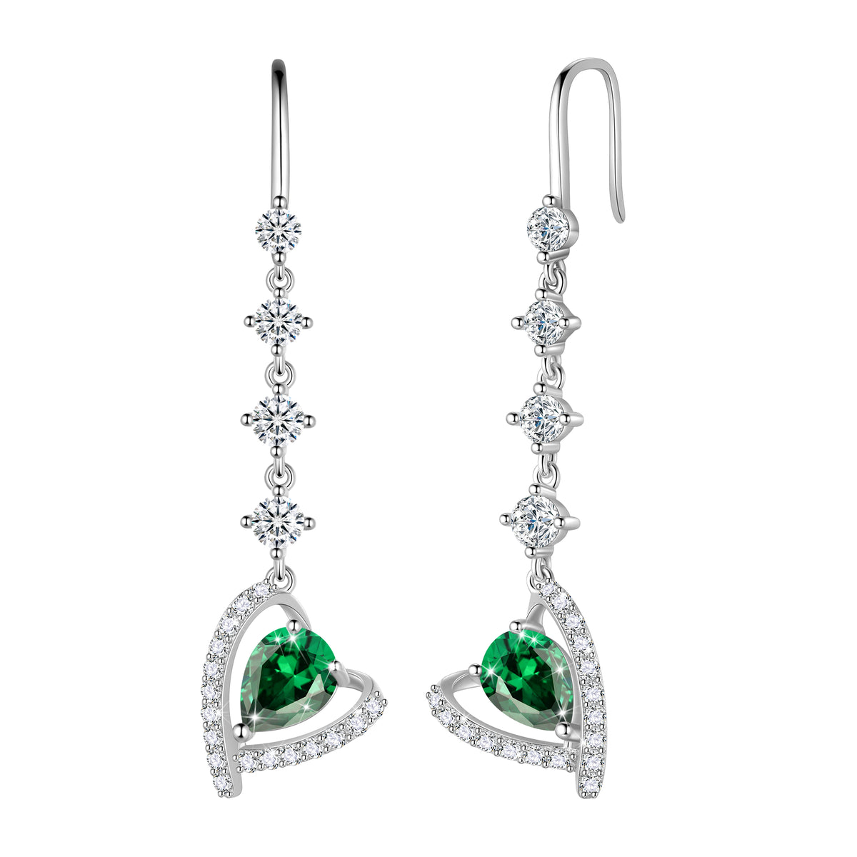 925 Sterling Silver Heart Drop Earrings,Love Heart Birthstone Dangle Earrings Jewelry Birthday Christmas Valentines Gifts for Women