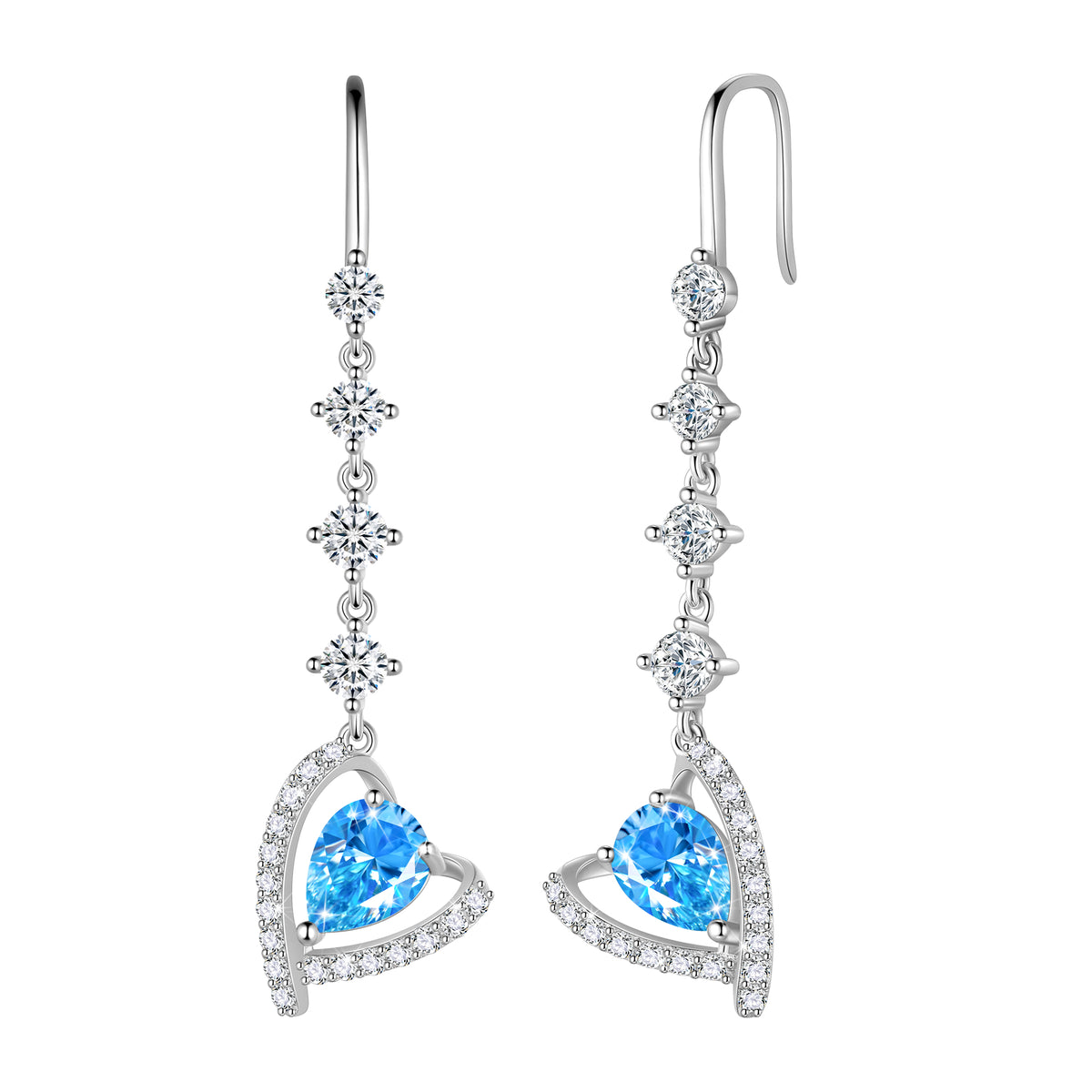 925 Sterling Silver Heart Drop Earrings,Love Heart Birthstone Dangle Earrings Jewelry Birthday Christmas Valentines Gifts for Women