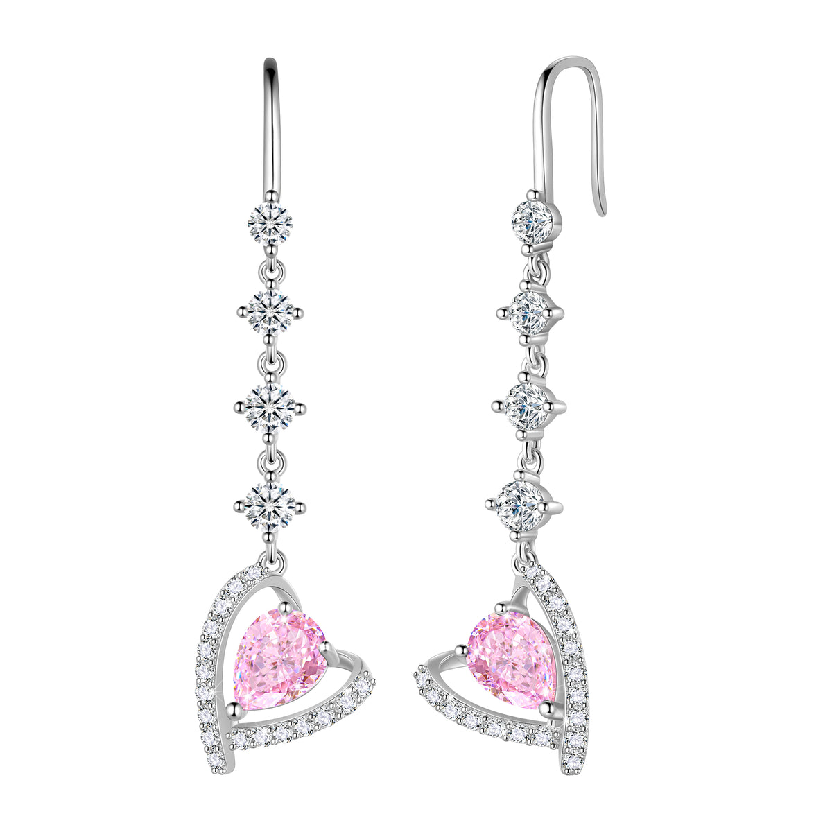 925 Sterling Silver Heart Drop Earrings,Love Heart Birthstone Dangle Earrings Jewelry Birthday Christmas Valentines Gifts for Women