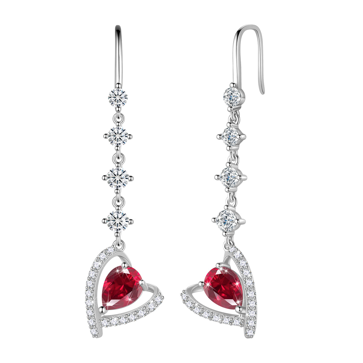 925 Sterling Silver Heart Drop Earrings,Love Heart Birthstone Dangle Earrings Jewelry Birthday Christmas Valentines Gifts for Women