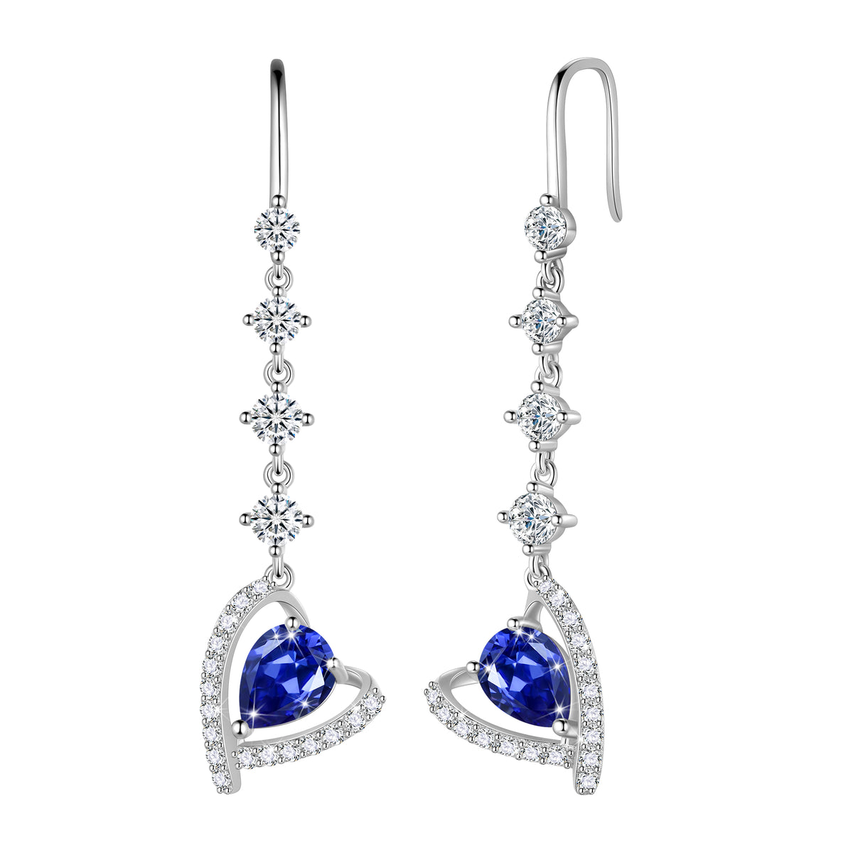 925 Sterling Silver Heart Drop Earrings,Love Heart Birthstone Dangle Earrings Jewelry Birthday Christmas Valentines Gifts for Women
