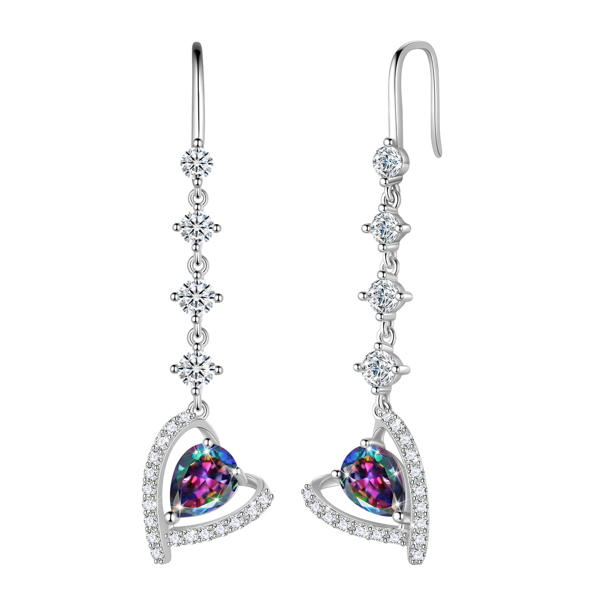 925 Sterling Silver Heart Drop Earrings,Love Heart Birthstone Dangle Earrings Jewelry Birthday Christmas Valentines Gifts for Women