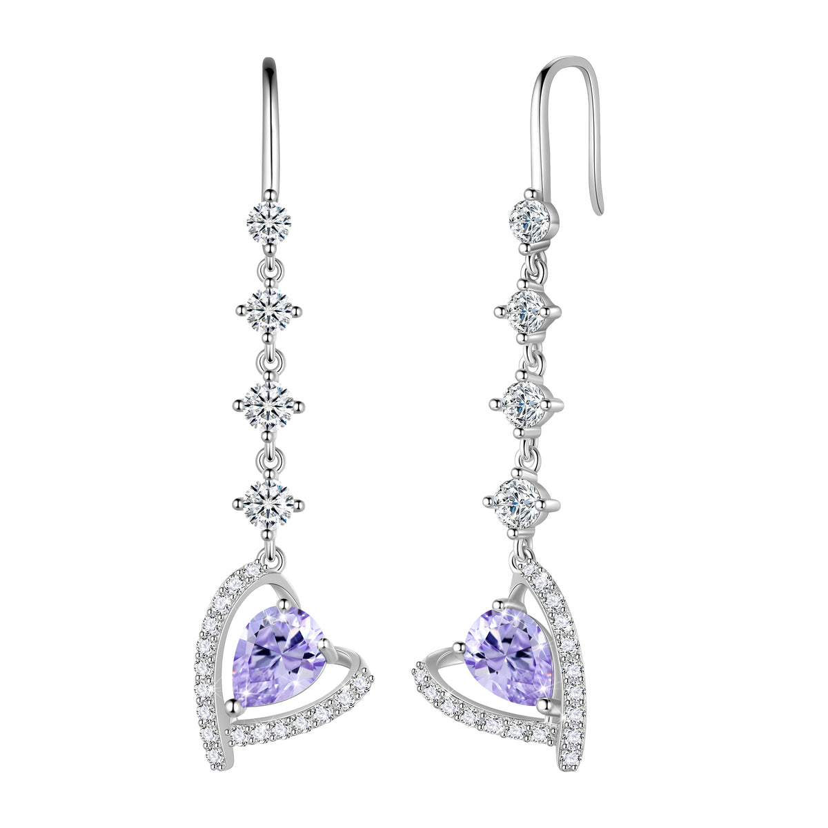 925 Sterling Silver Heart Drop Earrings,Love Heart Birthstone Dangle Earrings Jewelry Birthday Christmas Valentines Gifts for Women