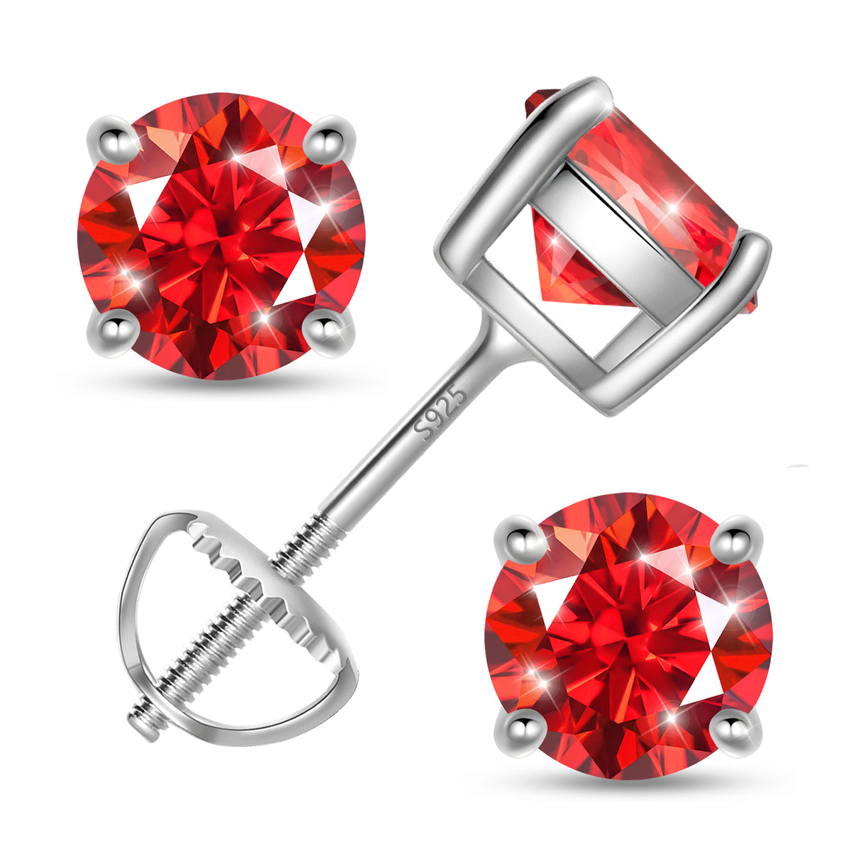 925 Sterling Silver Moissanite Stud Earrings for Women, 2 Carat GRA Certified D Color VVS1, Screw Back Simulated Diamond Jewelry Gift for Birthday, Christmas, Mother’s Day