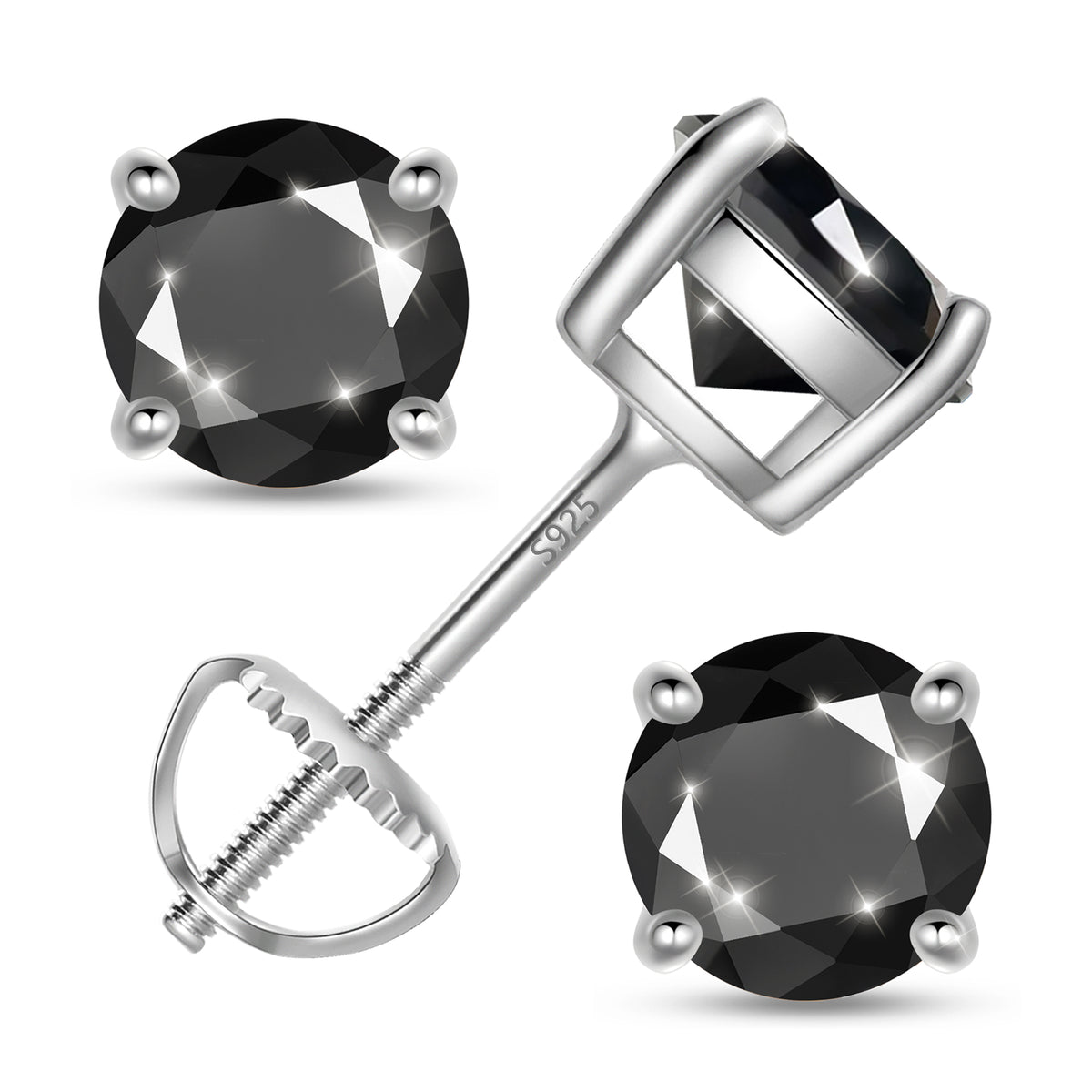 925 Sterling Silver Moissanite Stud Earrings for Women, 2 Carat GRA Certified D Color VVS1, Screw Back Simulated Diamond Jewelry Gift for Birthday, Christmas, Mother’s Day