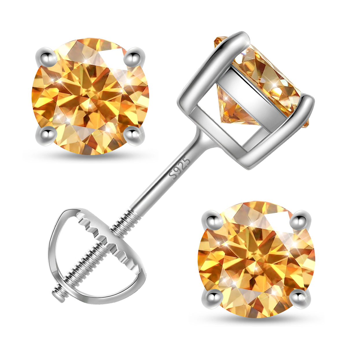 925 Sterling Silver Moissanite Stud Earrings for Women, 2 Carat GRA Certified D Color VVS1, Screw Back Simulated Diamond Jewelry Gift for Birthday, Christmas, Mother’s Day
