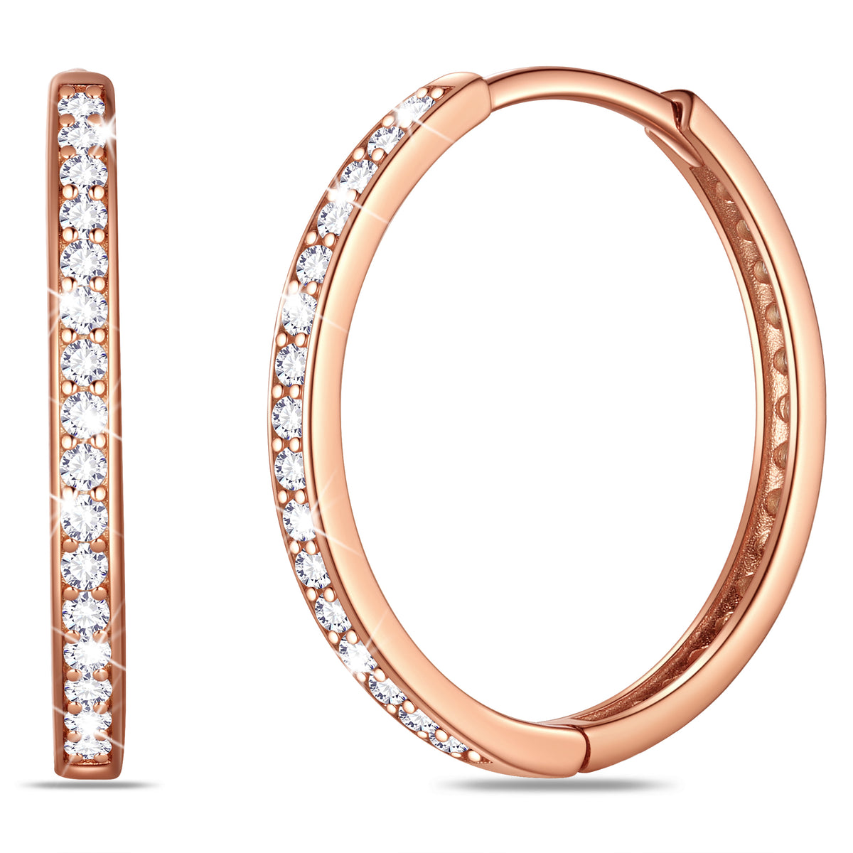 925 Sterling Silver Hoop Earrings for Women, 5A Cubic Zirconia 24mm Huggie Hoops Earrings Christmas Birthday Mother's Day Jewelry Gift for Her