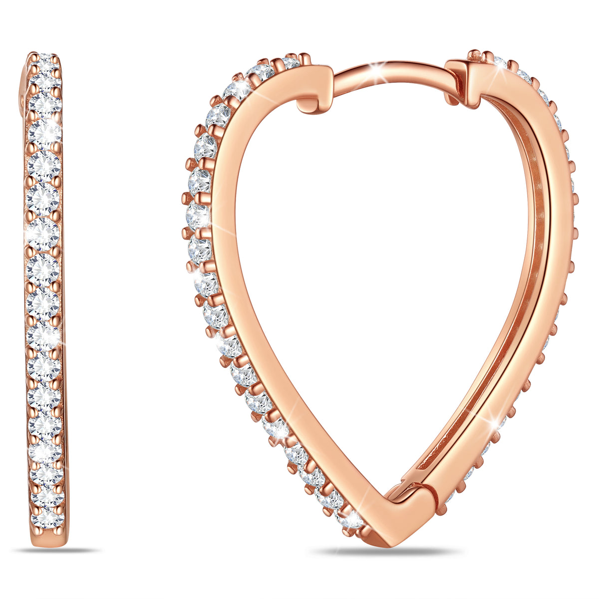 925 Sterling Silver Heart Hoop Earrings for Women,5A Cubic Zirconia 24mm Huggie Hoops Earrings Christmas Birthday Mother's Day Jewelry Gift for Her