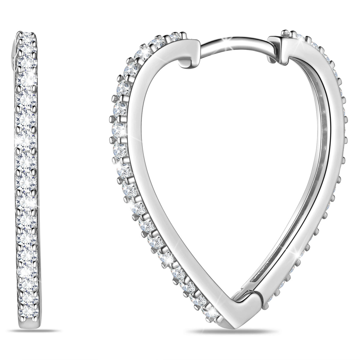 925 Sterling Silver Heart Hoop Earrings for Women,5A Cubic Zirconia 24mm Huggie Hoops Earrings Christmas Birthday Mother's Day Jewelry Gift for Her