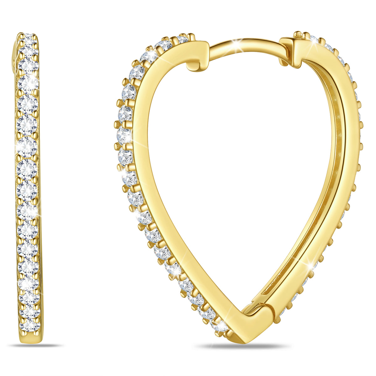 925 Sterling Silver Heart Hoop Earrings for Women,5A Cubic Zirconia 24mm Huggie Hoops Earrings Christmas Birthday Mother's Day Jewelry Gift for Her
