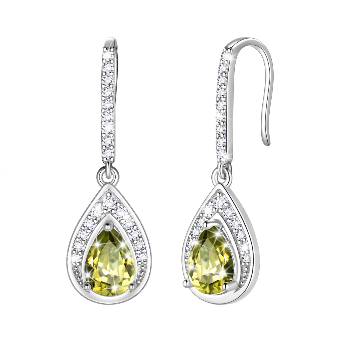 Beautlace 925 Sterling Silver Birthstone Dangle Earrings, Pear Cut Hook Drop Earrings Jewelry, Birthday Christmas Valentine's Day Gift for Women/Mom/Wife