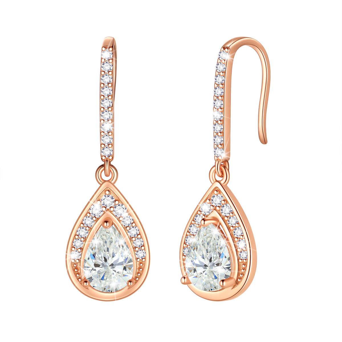 Beautlace 925 Sterling Silver Birthstone Dangle Earrings, Pear Cut Hook Drop Earrings Jewelry, Birthday Christmas Valentine's Day Gift for Women/Mom/Wife