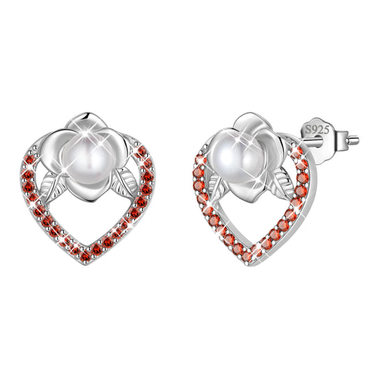 925 Sterling Silver Birthstone Earrings for Women, Pearl Bow Dangle Stud Earrings, Birthday Jewelry Gift for Her,Mom,Daughter