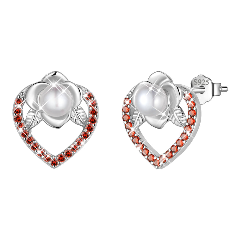 925 Sterling Silver Birthstone Earrings for Women, Pearl Bow Dangle Stud Earrings, Birthday Jewelry Gift for Her,Mom,Daughter