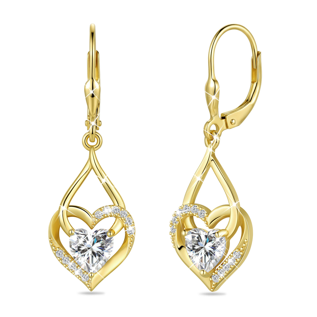 Beautlace Heart Drop Earrings,Love Heart Birthstone Dangle Heart Earrings with CZ Birthday Christmas Valentines Mother's Day Jewelry Gifts for Women Mom Wife