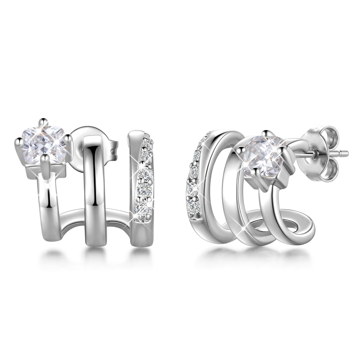 Beautlace Earrings for Women,Ear Cuff Clip On & Stud Earrings Set,Small CZ Minimalist Earrings,Jewelry Gift for Wife Mom Girlfriend