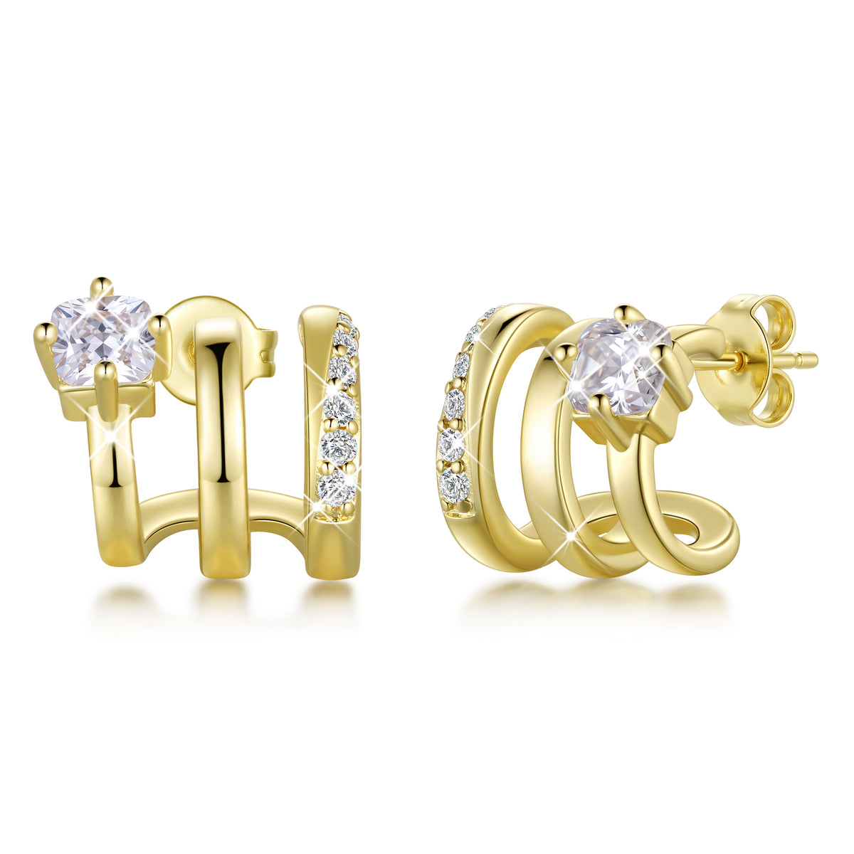 Beautlace Earrings for Women,Ear Cuff Clip On & Stud Earrings Set,Small CZ Minimalist Earrings,Jewelry Gift for Wife Mom Girlfriend