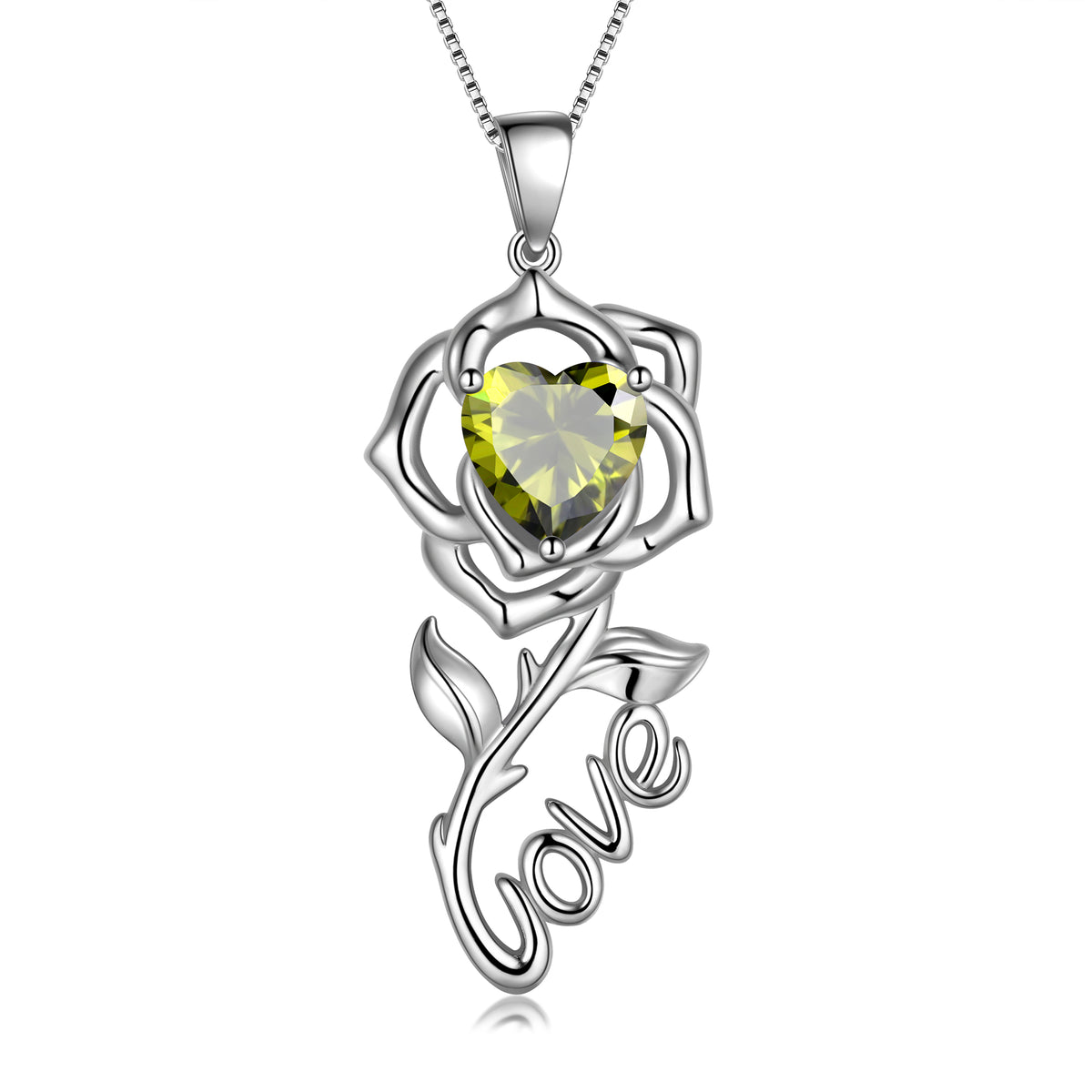 Rose Love Neckalce,925 Sterling Silver Birthstone Pendant Necklace Jewelry Gifts for Women