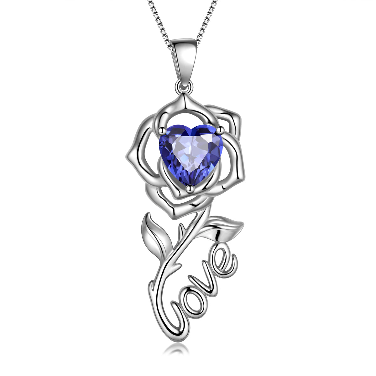 Rose Love Neckalce,925 Sterling Silver Birthstone Pendant Necklace Jewelry Gifts for Women