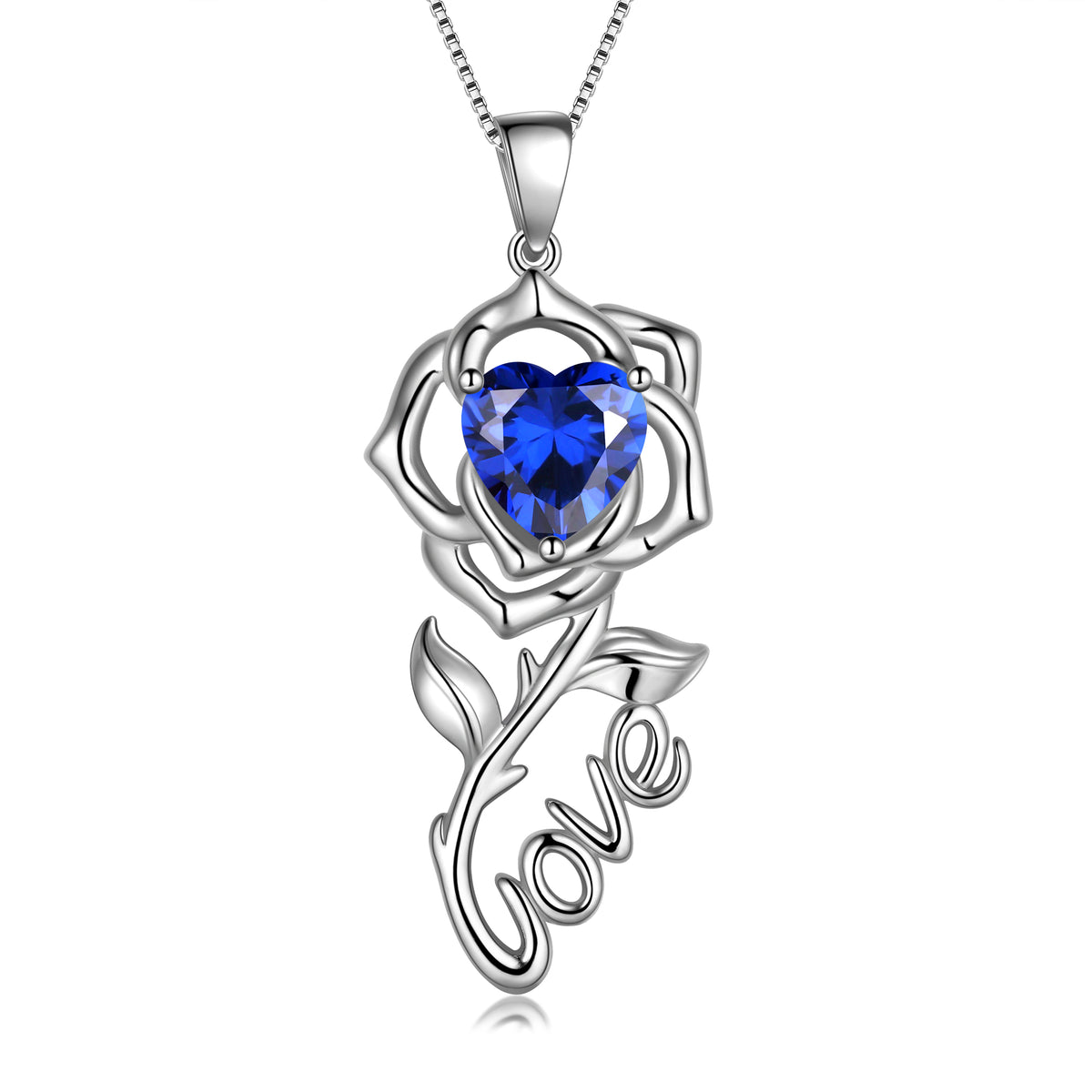 Rose Love Neckalce,925 Sterling Silver Birthstone Pendant Necklace Jewelry Gifts for Women