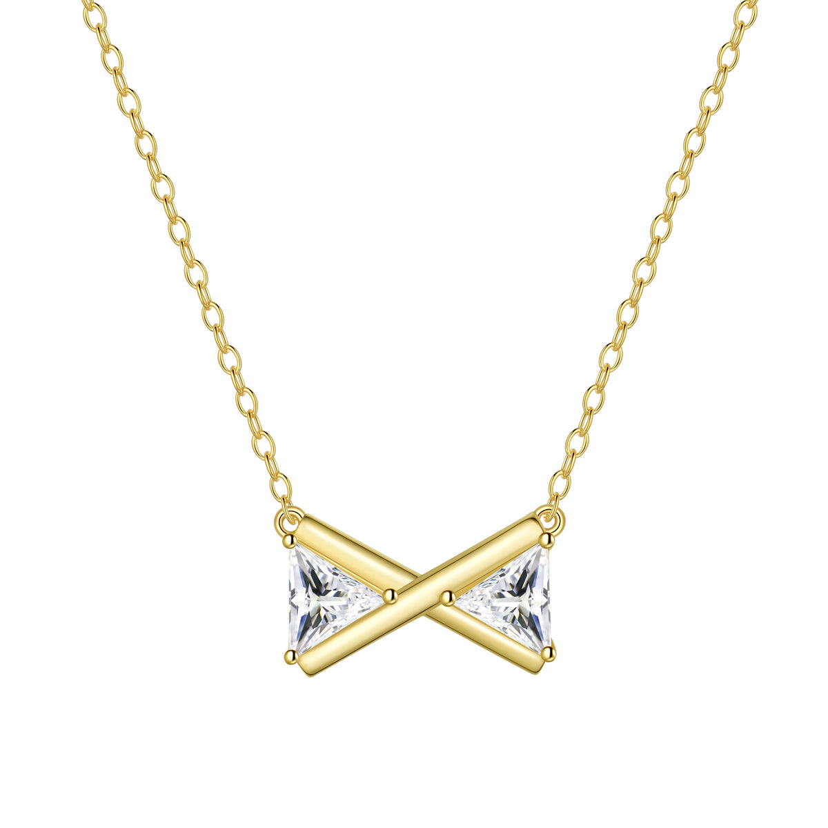 Cute Danity Bow Necklace,Sterling Silver Delicate Trendy Cubic Zirconia Pendant Necklace for Women
