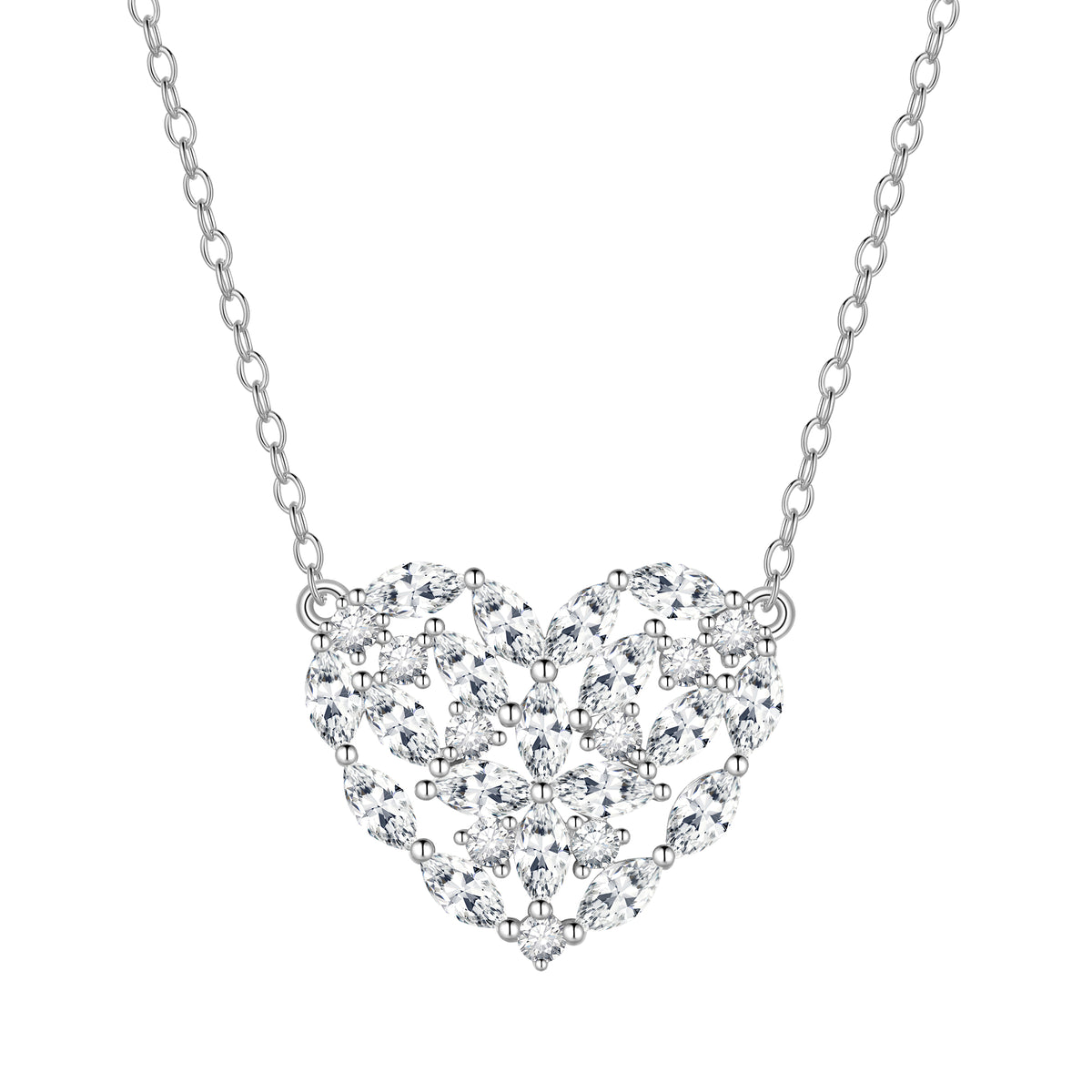 14K Gold Dainty Heart Necklace,Sterling Silver Cubic Zirconia Cute Heart Pendant Necklace for Women Girls
