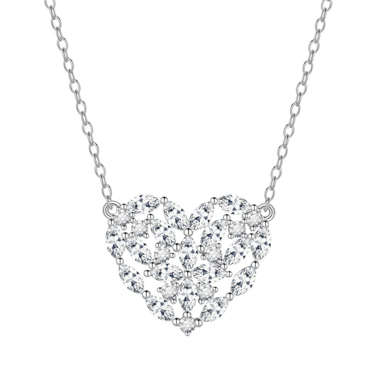 14K Gold Dainty Heart Necklace,Sterling Silver Cubic Zirconia Cute Heart Pendant Necklace for Women Girls