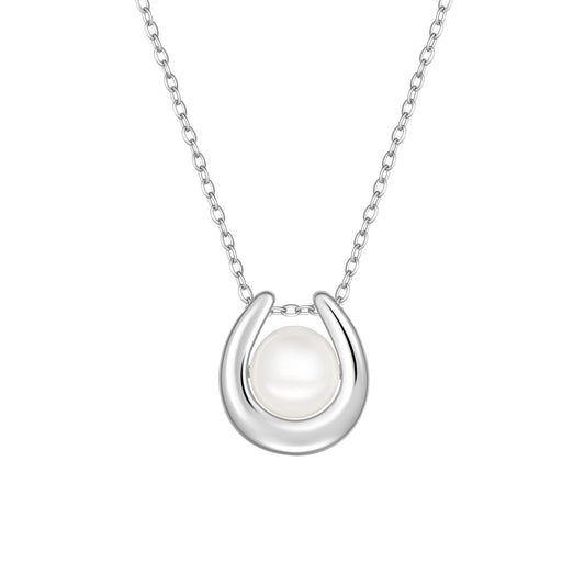 Sterling Silver Pearl Necklace,Handmade Dainty Pearl Chain Pendant Necklace Jewelry Gift for Women