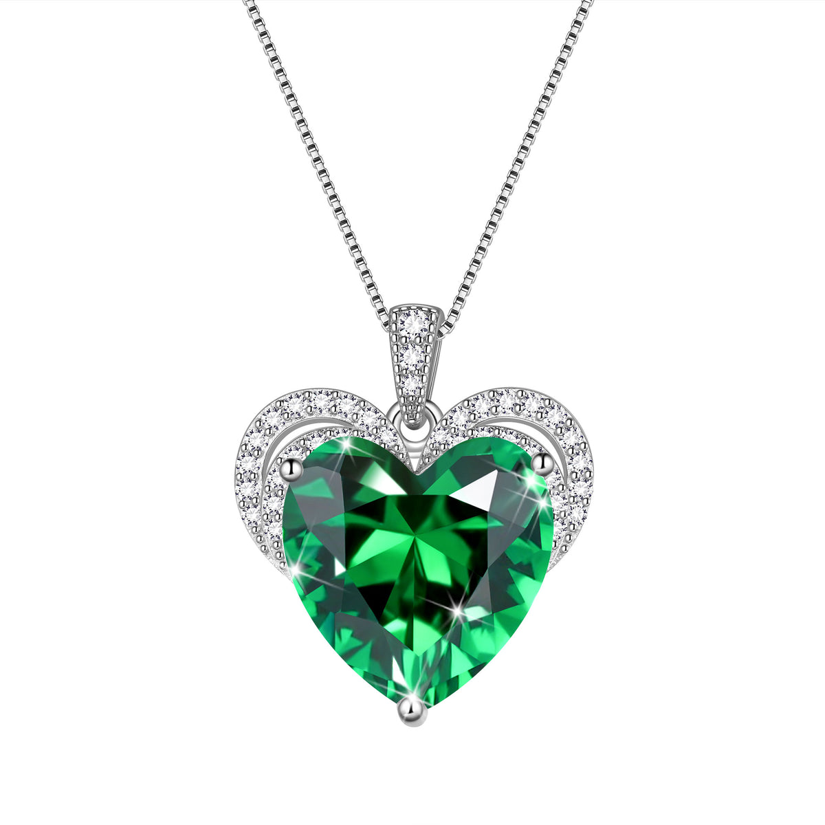 925 Sterling Silver Love Heart Birthstone Necklace