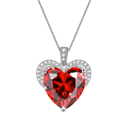 925 Sterling Silver Love Heart Birthstone Necklace