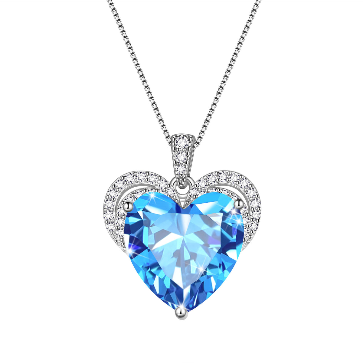 925 Sterling Silver Love Heart Birthstone Necklace