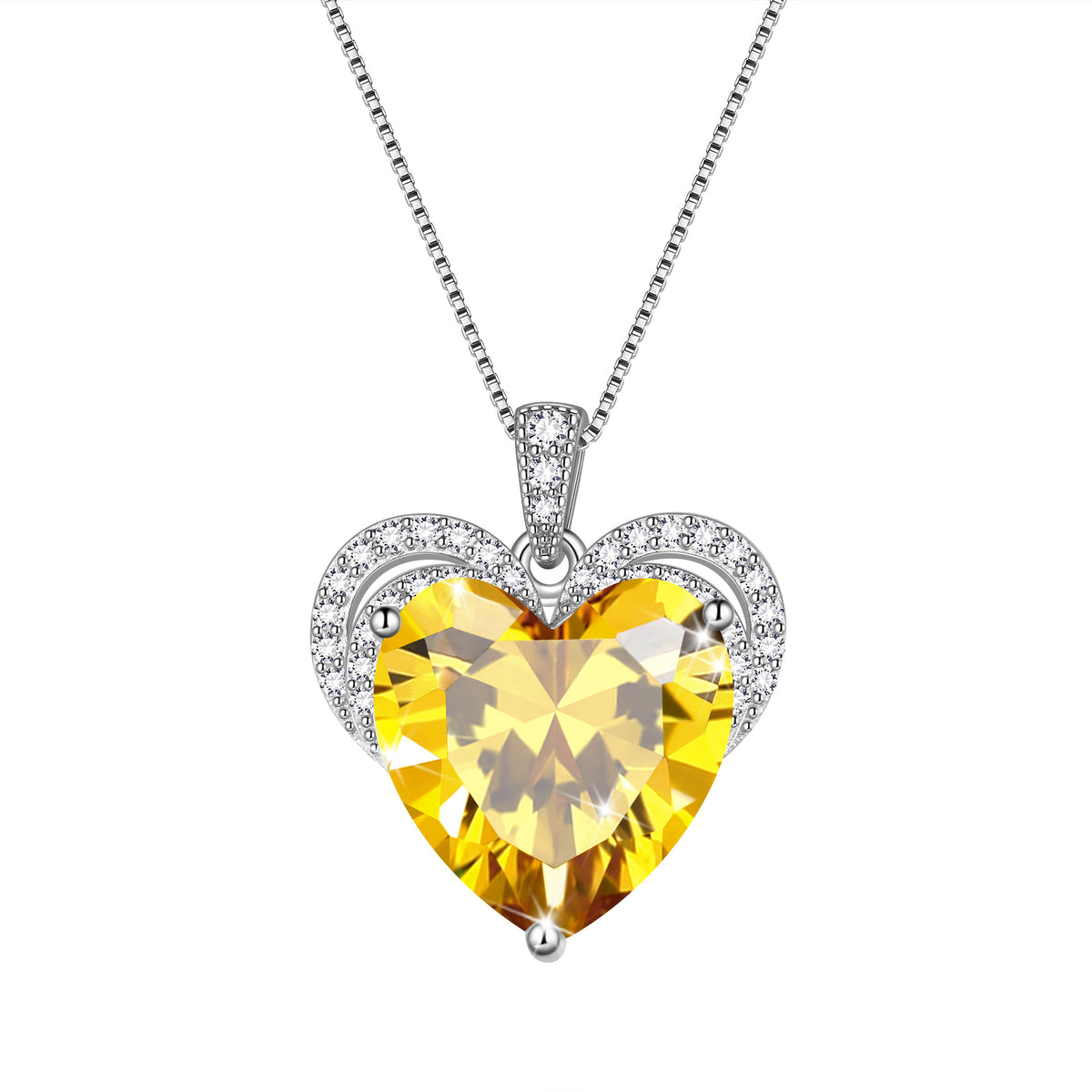 925 Sterling Silver Love Heart Birthstone Necklace