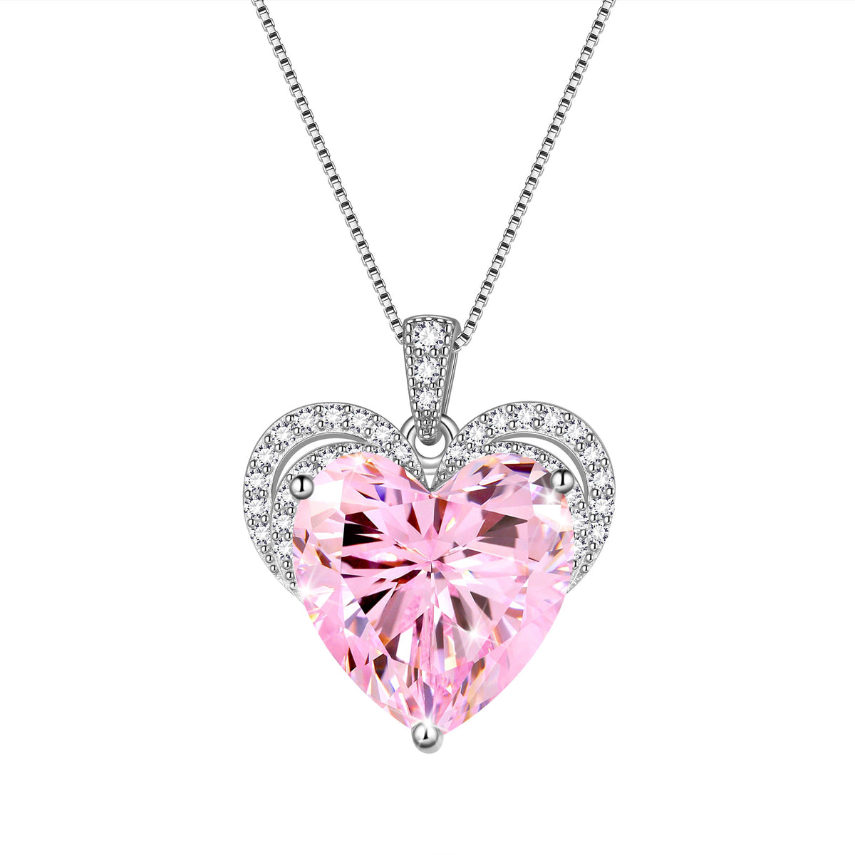 925 Sterling Silver Love Heart Birthstone Necklace