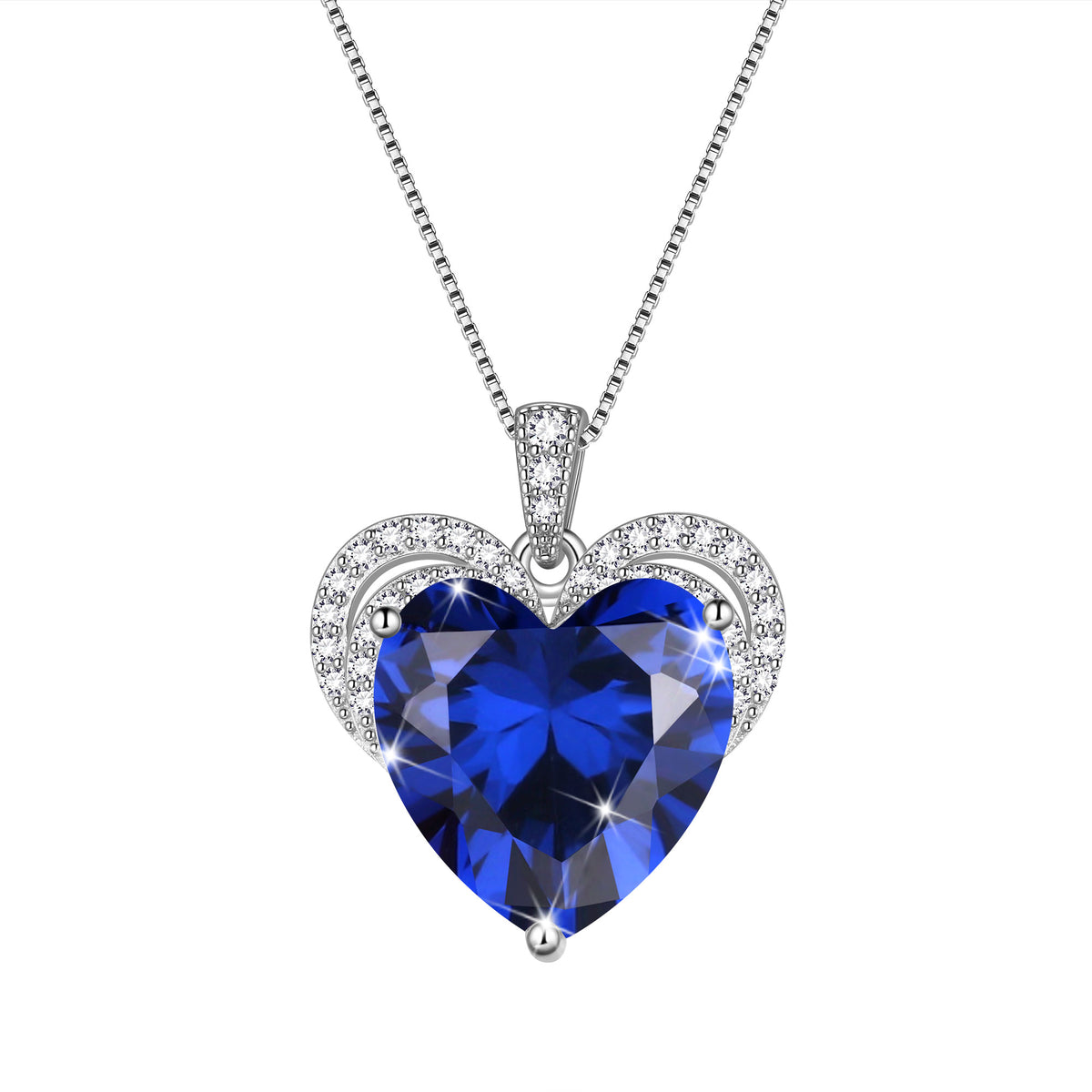 925 Sterling Silver Love Heart Birthstone Necklace