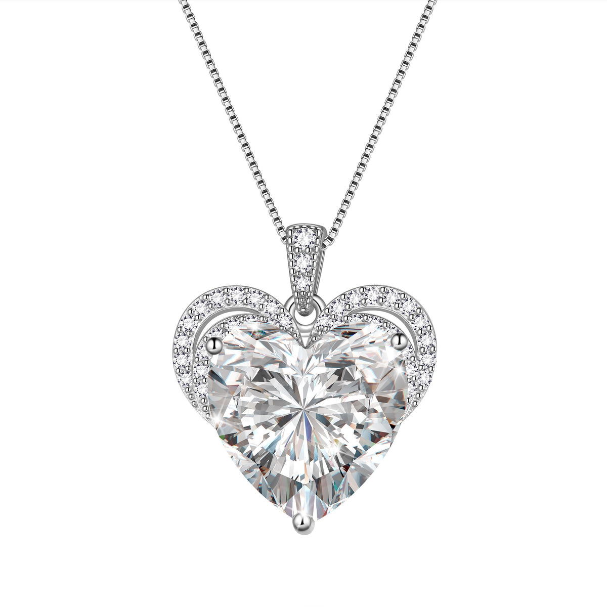 925 Sterling Silver Love Heart Birthstone Necklace