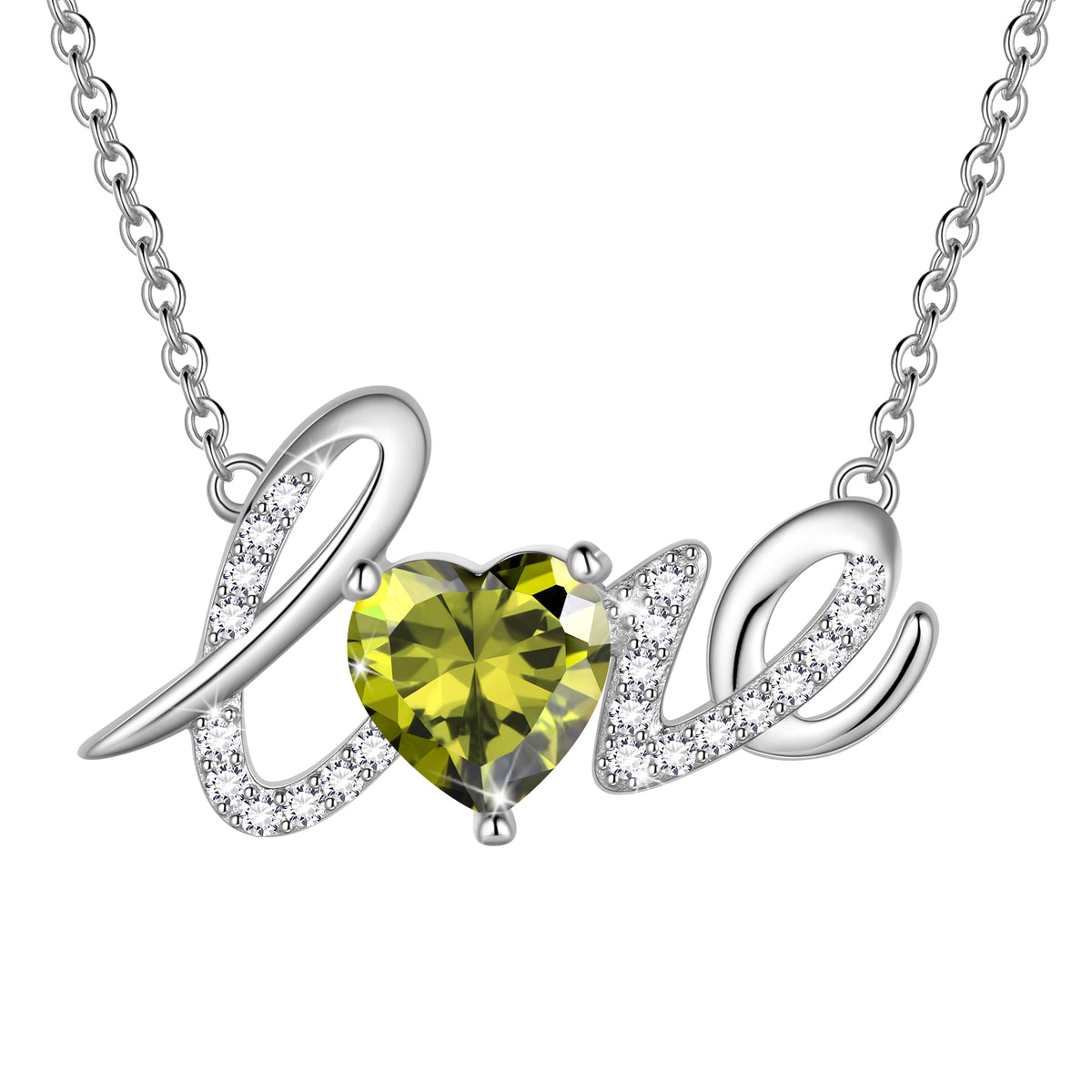 Heart Love Neckalce,925 Sterling Silver Enchanting Love Birthstone Heart Pendant Necklace Jewelry Gifts for Women