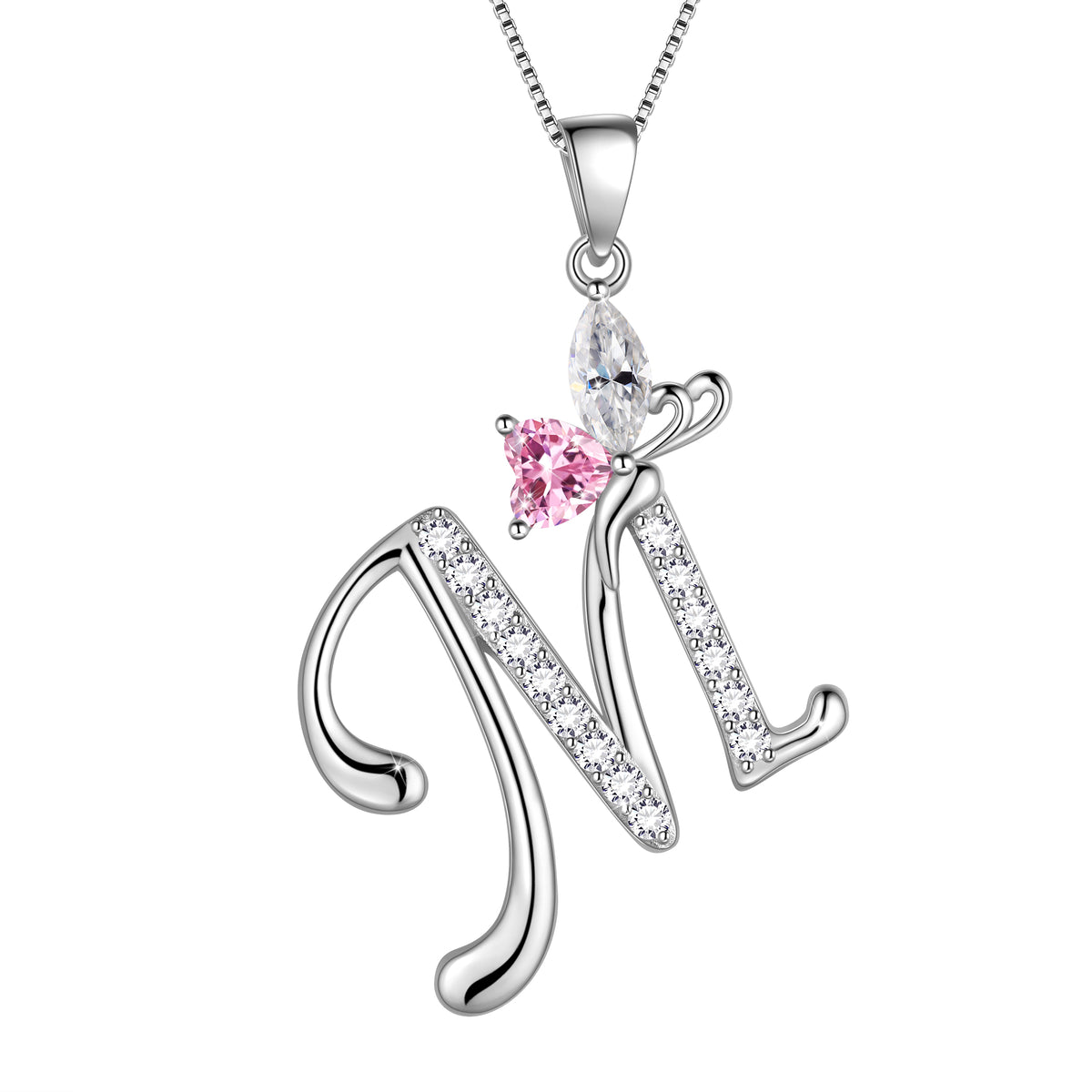 Butterfly Initial Necklace,925 Sterling Silver A-Z Letter Birthstone Butterflies Pendant Personalized Necklace Gifts for Women