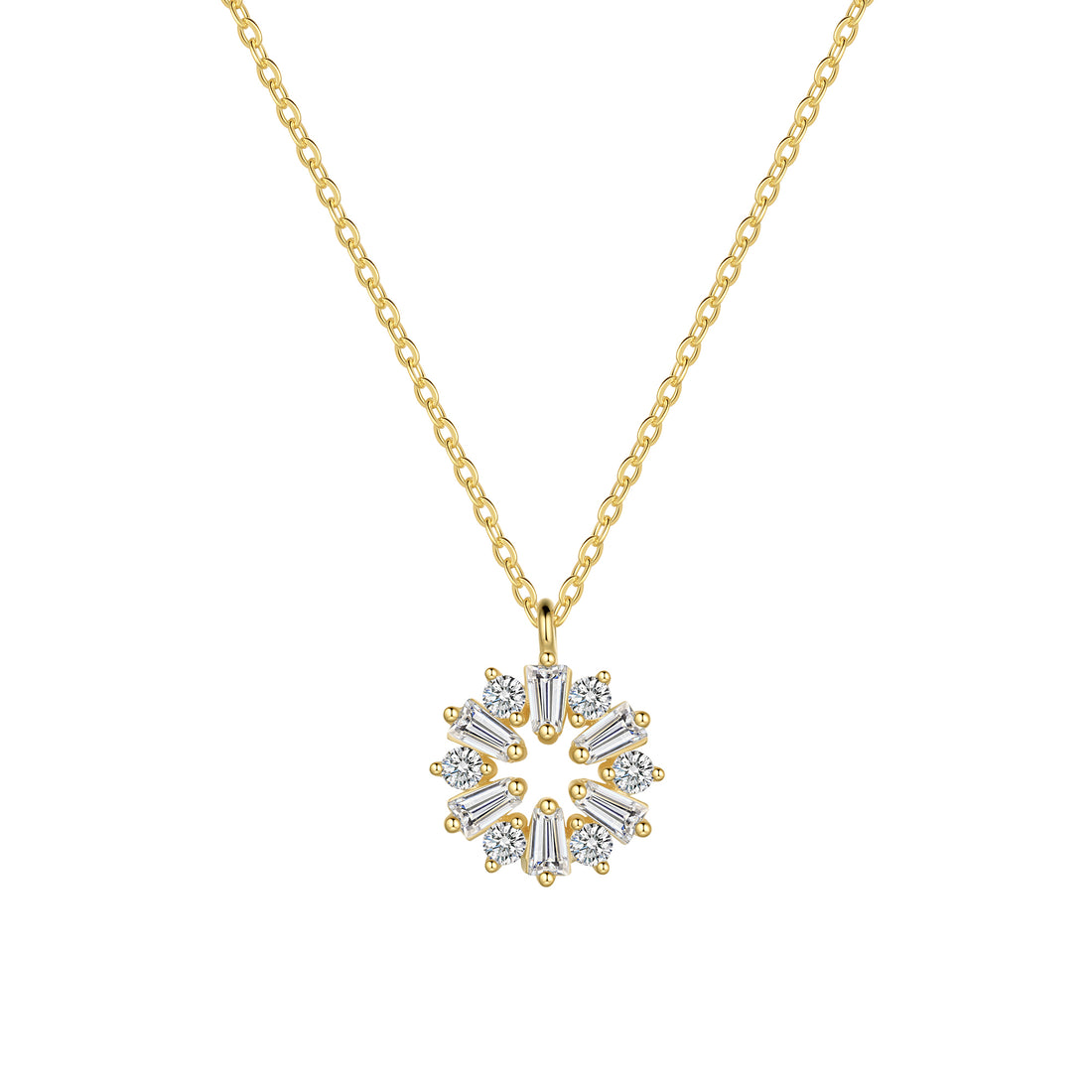 Sterling Silver Dainty Round CZ Pendant Necklaces for Women Girls