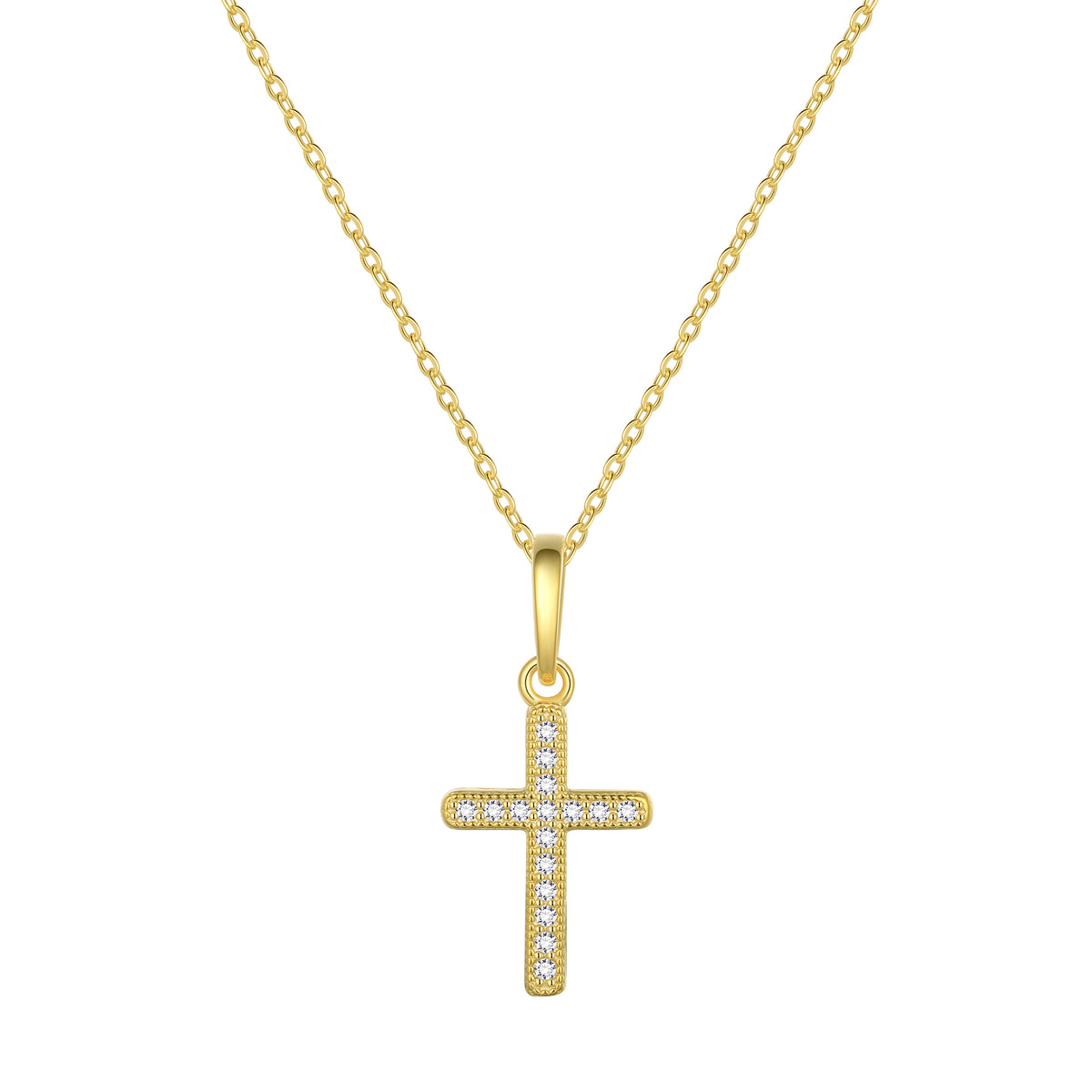 Mini Dainty Cross Necklace,Sterling Silver Cross Cubic Zirconia Cute Pendant Necklace for Women Girls