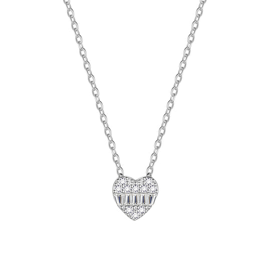 14K Gold Mini Dainty Heart Necklace,Sterling Silver Cubic Zirconia Cute Heart Pendant Necklace for Women Girls